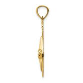 14K Gold Diamond-Cut Compass Pendant for Men with Polished Finish